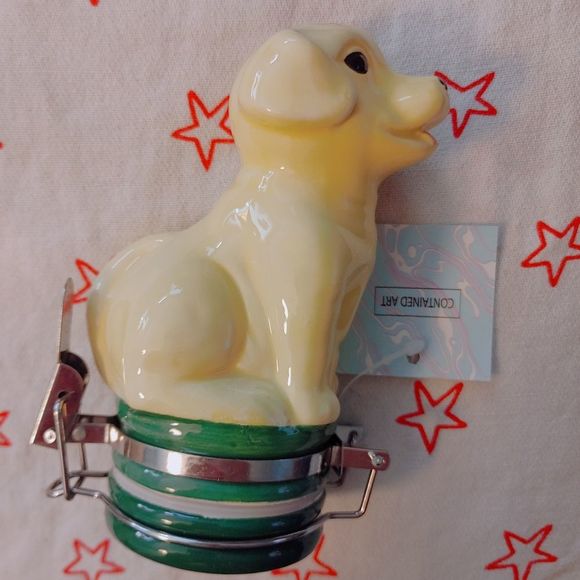 Ceramic Yellow Lab Storage Jar - Picture 3 of 5